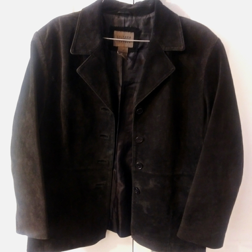 Women John Paul Richard Black Leather Jacket Sz 10